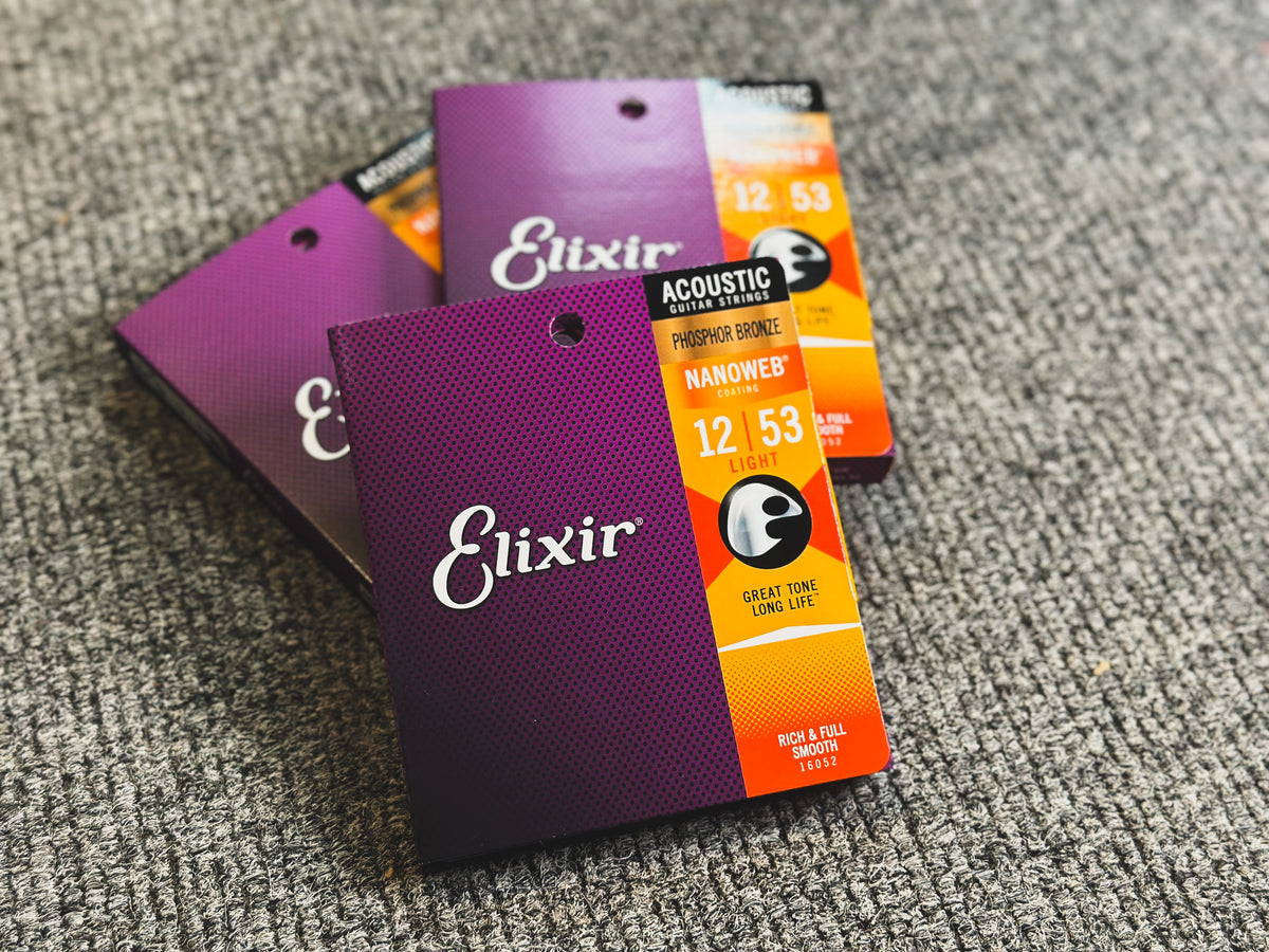 Elixir Phosphor Bronze Acoustic Guitar Strings w NANOWEB Coating