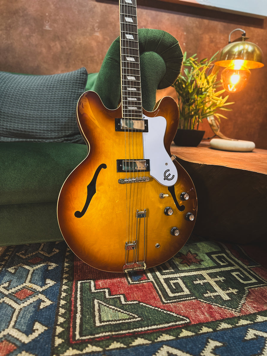 2021 Epiphone Riviera Semi-Hollow Guitar in Royal Tan (with HC) – Life  Guitars Co.