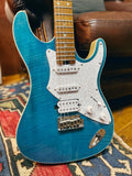 NEW Aria 714-MK2 Turquoise Blue Flamed Maple Top HSS Electric Guitar