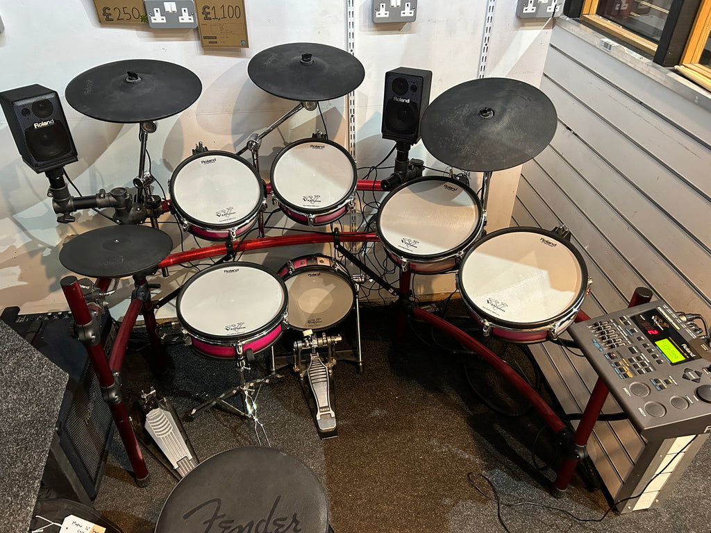 Roland TD-10 Red Expanded Drum Kit - Electronic - TDW-1, with PM-3 