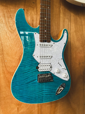 2024 Aria 714-MK2 Fullerton Electric Guitar in Turquoise Blue (New)