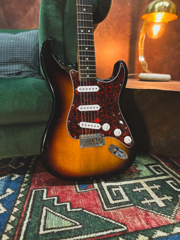 2006 Squier Stratocaster Electric Guitar in 3-Tone Sunburst (with Modified Scratchplate and Backplate)