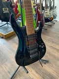 Aria MAC-50V7 7-String Electric Guitar in Black with Floyd Rose
